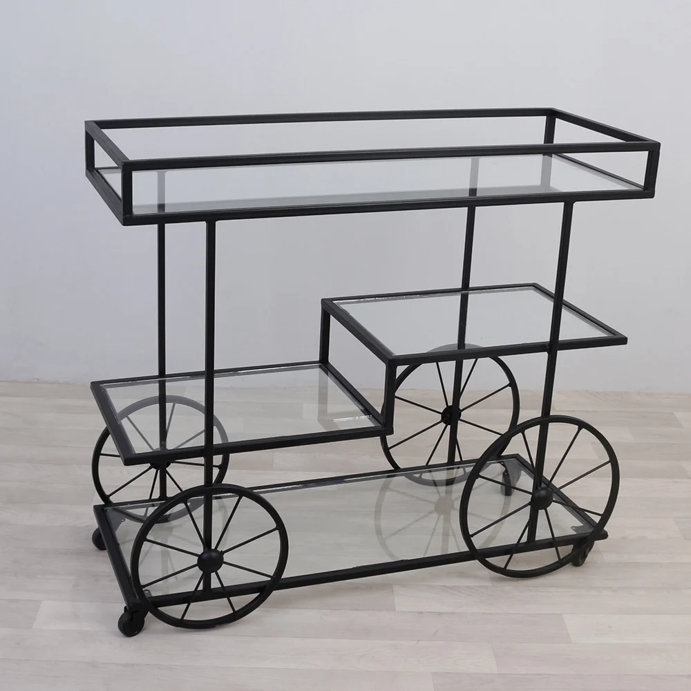 عربية تقديم  شكل سيكل سطح زجاج شفاف