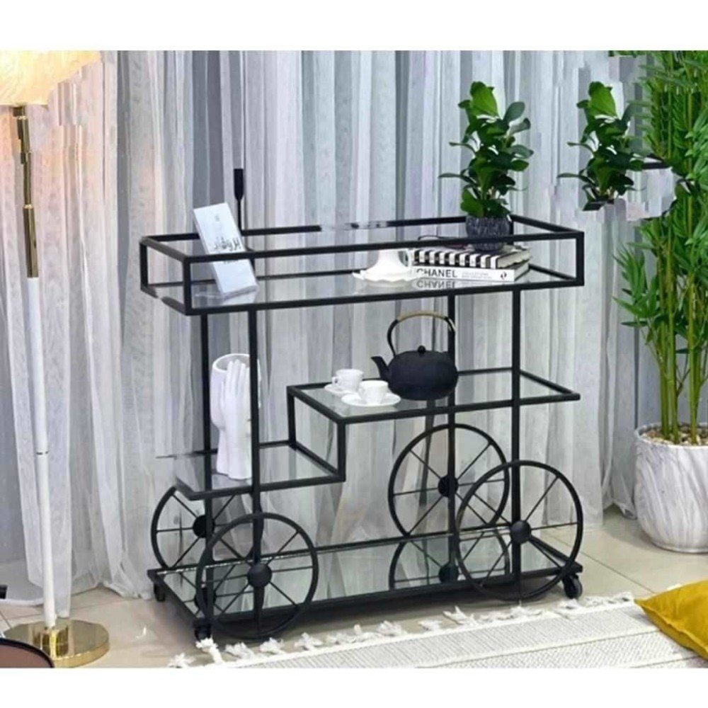 عربية تقديم  شكل سيكل سطح زجاج شفاف - الصورة 3