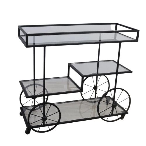 عربية تقديم  شكل سيكل سطح زجاج شفاف - الصورة 2