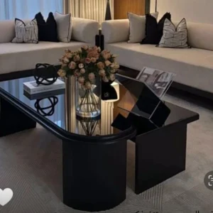 طاولتين مفرد خشب لون اسود