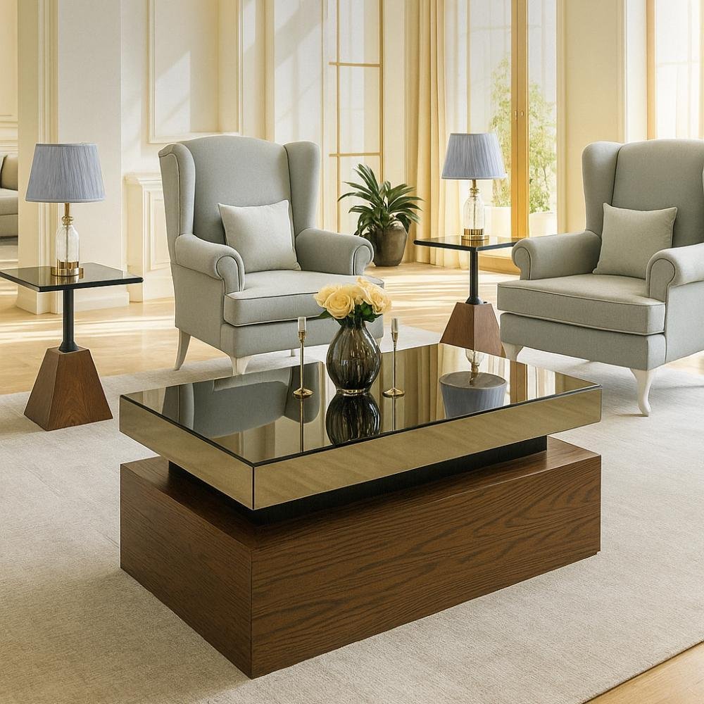 طقم طاولة ضيافة مع 4 خدمة لون بني موديل عصري - الصورة 3