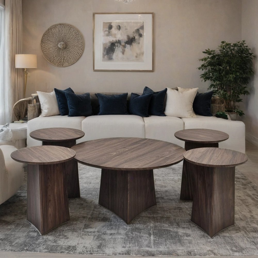 طقم طاولات الشاي المميزة المقاس : الكبيرة : الارتفاع 45 القطر 90سم  الصغيرة : الارتفاع 50 القطر 40 سم. - الصورة 3