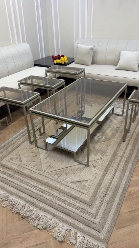 طقم طاولات حديد مكس فاخر – 7 قطع بتصميم عصري ومتين